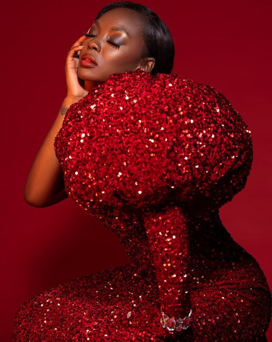 Dramatic Red Long Sequin Gown